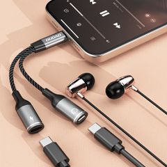 Dudao L13C+ 2in1 USB-C Adapter - Gray-thumb-4