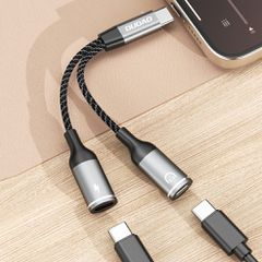 Dudao L13C+ 2in1 USB-C Adapter - Gray-thumb-2