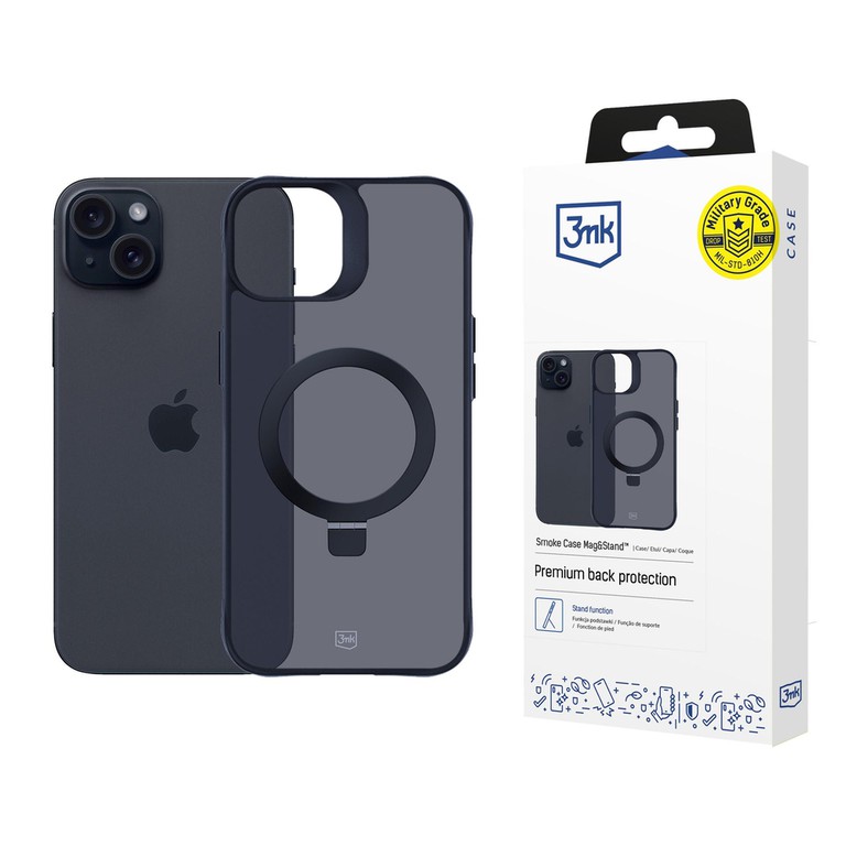 3mk Smoke Case Mag for Apple iPhone 15 plus - black