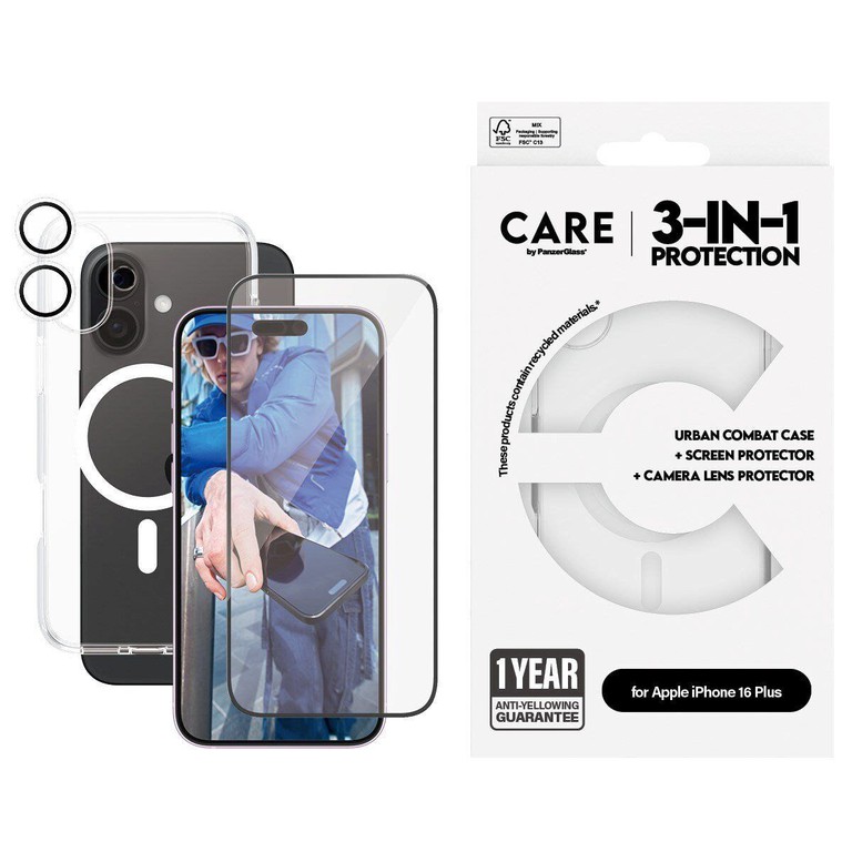 CARE by PanzerGlass - 3-in-1 Flagship Bundle - iPhone 16 Plus / Electronics