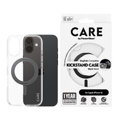 CARE by PanzerGlass - Feature Case Transparent w. Black Kickstand & MagSafe - iPhone 16 / Electronics