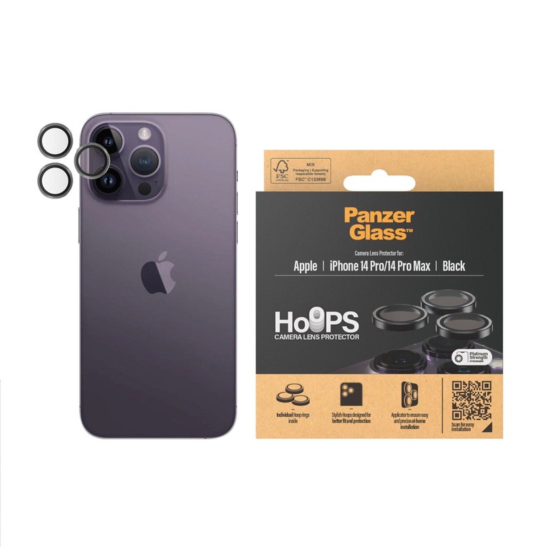 PanzerGlass - Hoops Camera Lens Protector iPhone 14 Pro/14 Pro Max - Black / Electronics
