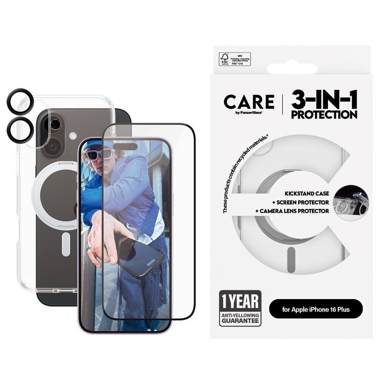CARE by PanzerGlass - Feature 3-in-1 Ceramic Bundle - iPhone 16 Plus / Electronics