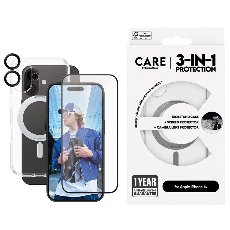 CARE by PanzerGlass - 3-in-1 Ceramic Bundle - iPhone 16 / Electronics