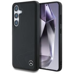 Mercedes Leather Horizontal Debossed Curves MagSafe Case for Samsung Galaxy S25 - Black