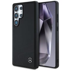 Mercedes Leather Horizontal Debossed Curves MagSafe Case for Samsung Galaxy S25 Ultra - Black