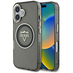 Guess IML Metal Mountain Logo MagSafe case for iPhone 16 - black
