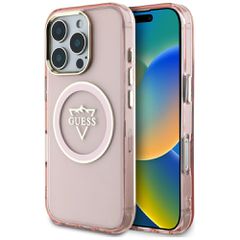 Guess IML Metal Mountain Logo MagSafe iPhone 16 Pro Max Case - Pink