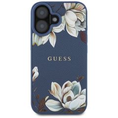 Guess Grained Printed Flower Pattern MagSafe case for iPhone 16 blue-thumb-2