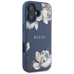 Guess Grained Printed Flower Pattern MagSafe case for iPhone 16 blue-thumb-3