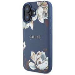 Guess Grained Printed Flower Pattern MagSafe case for iPhone 16 blue-thumb-1
