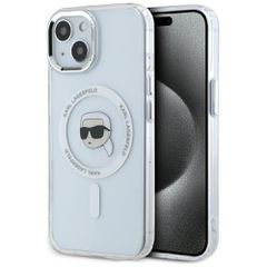 Karl Lagerfeld IML Metal Karl Head MagSafe Case for iPhone 15 Plus White