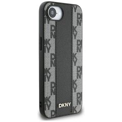 DKNY Leather Checkered Mono Pattern MagSafe iPhone 16e Case - Black-thumb-3