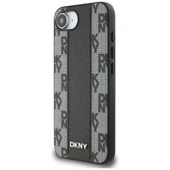 DKNY Leather Checkered Mono Pattern MagSafe iPhone 16e Case - Black-thumb-1
