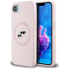 Karl Lagerfeld Silicone Karl Heads MagSafe iPhone 16e Case - Pink
