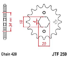 Γραναζι Εμπρος Ατσαλινο Honda, Kymco, Daelim, Sym Jtf259 | Jt Sprockets-13