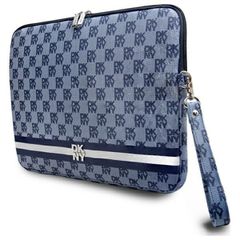 DKNY Sleeve Checkered Pattern Printed Stripes 14" Laptop Case - Blue-thumb-1