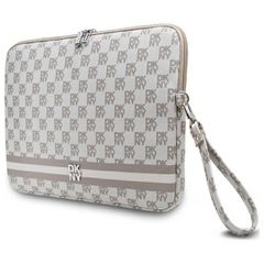 DKNY Sleeve Checkered Pattern Printed Stripes 14" Laptop Case - Beige-thumb-1
