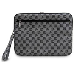 DKNY Sleeve Checkered Pattern Printed Stripes 14" Laptop Case - Black-thumb-2