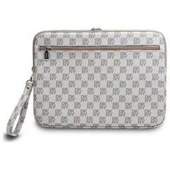 DKNY Sleeve Checkered Pattern Printed Stripes 16" Laptop Case - Beige-thumb-2