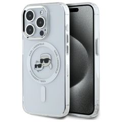 Karl Lagerfeld IML Metal Karl Head MagSafe Case for iPhone 15 Pro Max - White