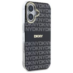 DKNY Repeat Texture Pattern With Stripe iPhone 16 Case - Black-thumb-3