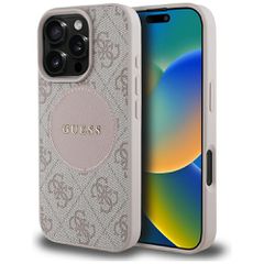 Guess 4G Circle Classic Logo MagSafe iPhone 16 Pro Case - Pink