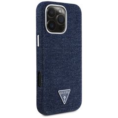 Guess Denim Triangle Logo MagSafe iPhone 16 Pro Case - Blue-thumb-3