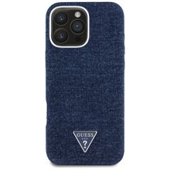 Guess Denim Triangle Logo MagSafe iPhone 16 Pro Case - Blue-thumb-2