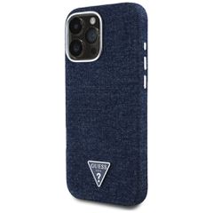 Guess Denim Triangle Logo MagSafe iPhone 16 Pro Case - Blue-thumb-1