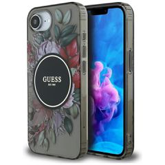 Guess IML Flowers MagSafe iPhone 16e Case - Black-thumb-0
