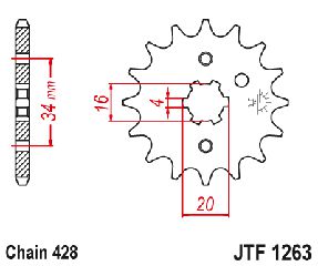 Γραναζι Εμπρος Ατσαλινο Yamaha Dt125, Xt125, Fzr250 Jtf1263 | Jt Sprockets-16