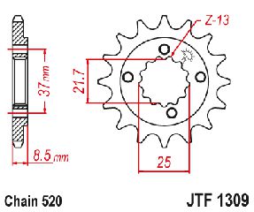 Γραναζι Εμπρος Ατσαλινο Atv Trx400, Outlaw 500, Predator 500, Xr600/Xr650 Jtf1309 | Jt Sprockets-15