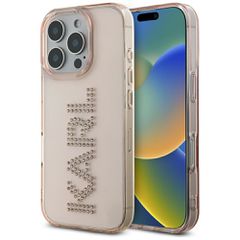 Karl Lagerfeld IML Rhinestones Logo iPhone 16 Pro Case - Pink