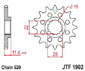 Γραναζι Εμπρος Ατσαλινο Ktm Duke, Lc4, Smc, Smr Jtf1902 | Jt Sprockets-17Rb