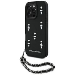 Karl Lagerfeld Saffiano Crystals w/Chain iPhone 16 Pro Case - Black