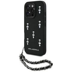 Karl Lagerfeld Saffiano Crystals w/Chain iPhone 16 Pro Max Case - Black