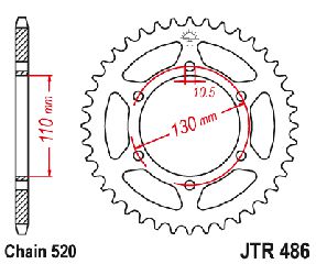 Γραναζι Πισω Ex300/400/500, Gpz500, Er5, Gsxr750/1000, Yzf-R1/R3/R7, Kle300, Fz6 Fazer Jtr486 | Jt Sprockets-47