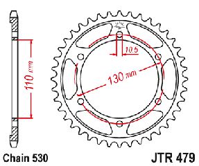 Γραναζι Πισω Σιδερενιο Fz6 Fazer, Mt-01, Xjr1300, Gpz500, Gsxr1000, Yzf-R1, Yzf-R6 Jtr479 | Jt Sprockets-46