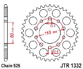 Γραναζι Πισω Σιδερενιο Honda Cb350/400/450/500/750, Vt600, Xrv750 Africa Twin Jtr1332 | Jt Sprockets-46