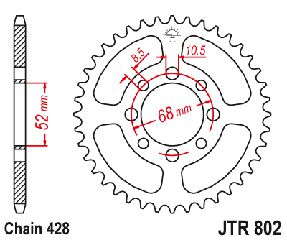 Γραναζι Πισω Σιδερενιο Kawasaki Kazer, Zx130, Kriss 125, Shogun 110 Jtr802 | Jt Sprockets-39