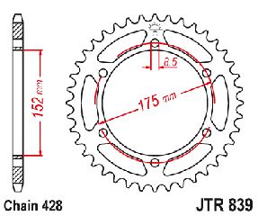 Γραναζι Πισω Σιδερενιο Tdr125, Wr125R, Dt200R, Dt125 (428 Βημα) Jtr839 | Jt Sprockets-53