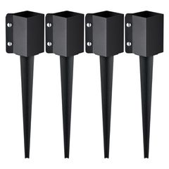 VEVOR Fence Post Anchor Ground Spike, 4 πακέτο 24 x 4 x 4 ίντσες εξωτερική διάμετρος (εσωτερική διάμετρος 3,5 x 3,5 ίντσες), μεταλλική μαύρη σκόνη με επίστρωση πάσσαλου, για κιγκλίδωμα κήπου κατάστρωμ