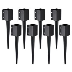 VEVOR Fence Post Anchor Ground Spike, 8 πακέτο 24 x 4 x 4 ίντσες εξωτερική διάμετρος (εσωτερική διάμετρος 3,5 x 3,5 ίντσες), μεταλλική μαύρη σκόνη με επίστρωση πάσσαλου, για κιγκλίδωμα κήπου κατάστρωμ