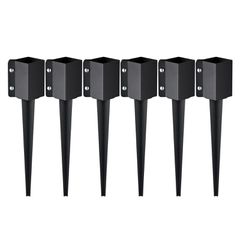 VEVOR Fence Post Anchor Ground Spike, 6 πακέτο 24 x 4 x 4 ίντσες εξωτερική διάμετρος (εσωτερική διάμετρος 3,5 x 3,5 ίντσες), μεταλλική μαύρη σκόνη με επίστρωση πάσσαλου, για κιγκλίδωμα κήπου κατάστρωμ
