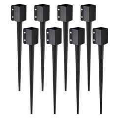 VEVOR Fence Post Anchor Ground Spike, 8 πακέτο 36 x 4 x 4 ίντσες εξωτερική διάμετρος (εσωτερική διάμετρος 3,5 x 3,5 ίντσες), μεταλλική μαύρη σκόνη με επίστρωση πάσσαλου, για κιγκλίδωμα κήπου κατάστρωμ