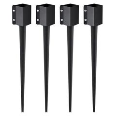VEVOR Fence Post Anchor Ground Spike, 4 πακέτο 36 x 4 x 4 ίντσες εξωτερική διάμετρος (εσωτερική διάμετρος 3,5 x 3,5 ίντσες), μεταλλική μαύρη σκόνη με επίστρωση πάσσαλου, για κιγκλίδωμα κήπου κατάστρωμ
