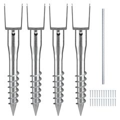 VEVOR No Dig Ground Anchor, 4 Pack 3,94 x 2,76 x 27,56 in DIY Screw in Post Stake, Περιλαμβάνει 6 Lag Bots & μια ράβδο, βαρέως τύπου ατσάλινη βάση στήριξης, ιδανική για στύλους γραμματοκιβωτίου και στ