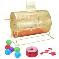 VEVOR Raffle Drum, 14,8 x Ø21,26 ιντσών με ορειχάλκινο επιμεταλλωμένο κλωβό λοταρίας, για ψηφοδέλτιο Bingo
