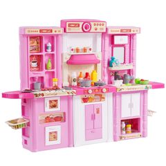 VEVOR Kitchen Playset Kids Pretend Cooking Play Toy 74 Piece Αξεσουάρ Ροζ